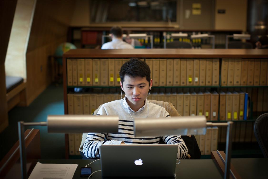 student studying in Catherwood Library