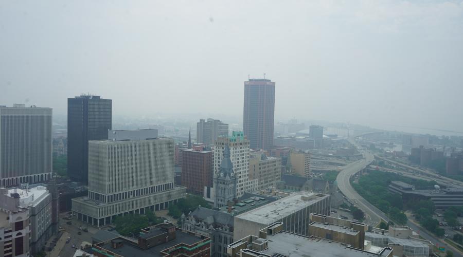Canadian Wild fire Smoke haze in Buffalo