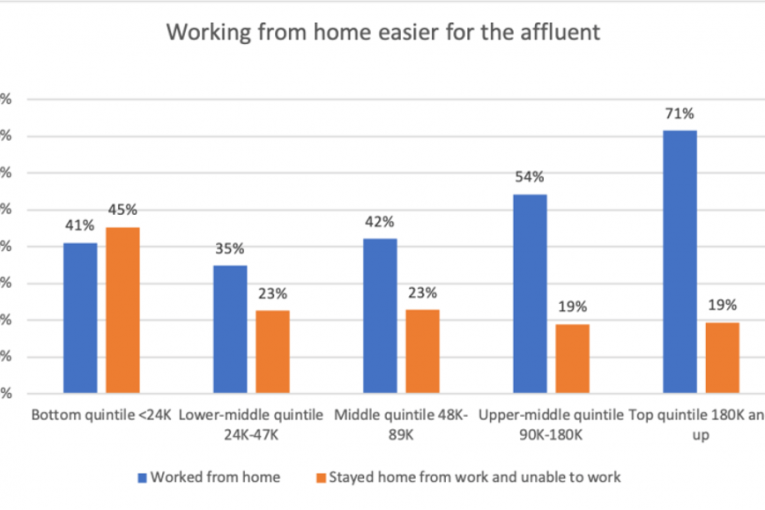 Chart depicting how working from home is easier for the affluent