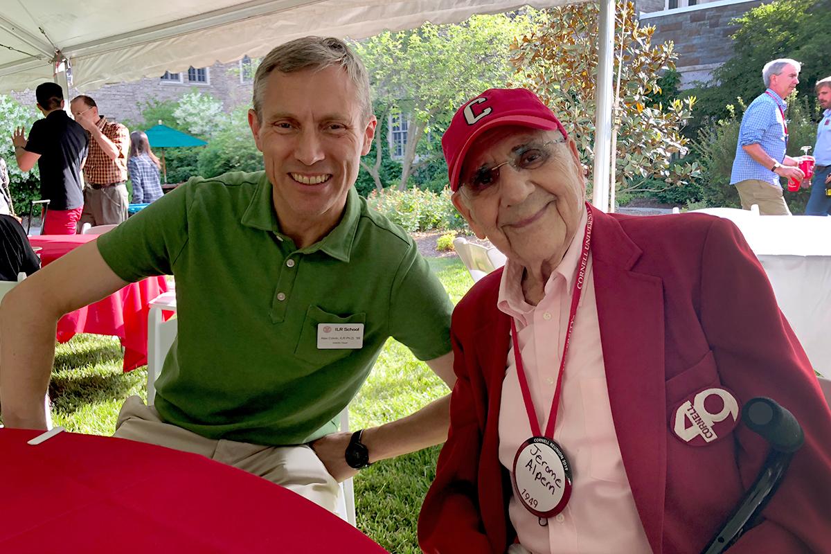 ILR School Dean Colvin with Jerry Alpern ’49, MBA ’50 at the 2019 Reunion