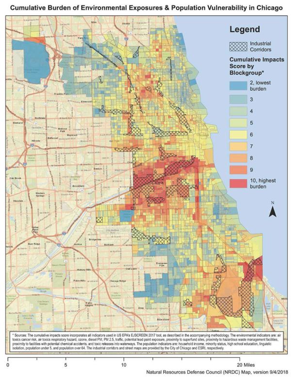 heat map of Chicago green space