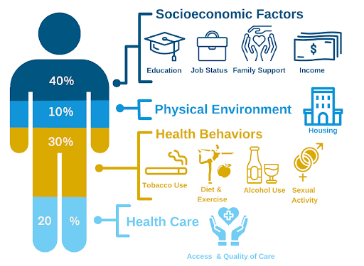 Graphic showing the social determinants of health