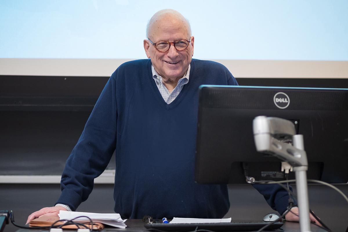 David Lipsky teaching his last class. Dec. 2018.