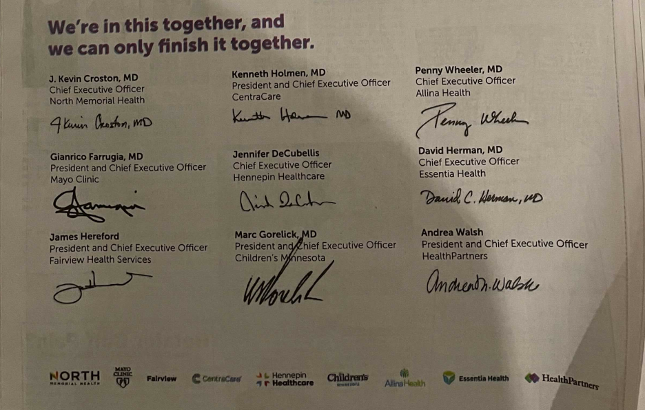 Signatures of letter featuring doctors' concerns