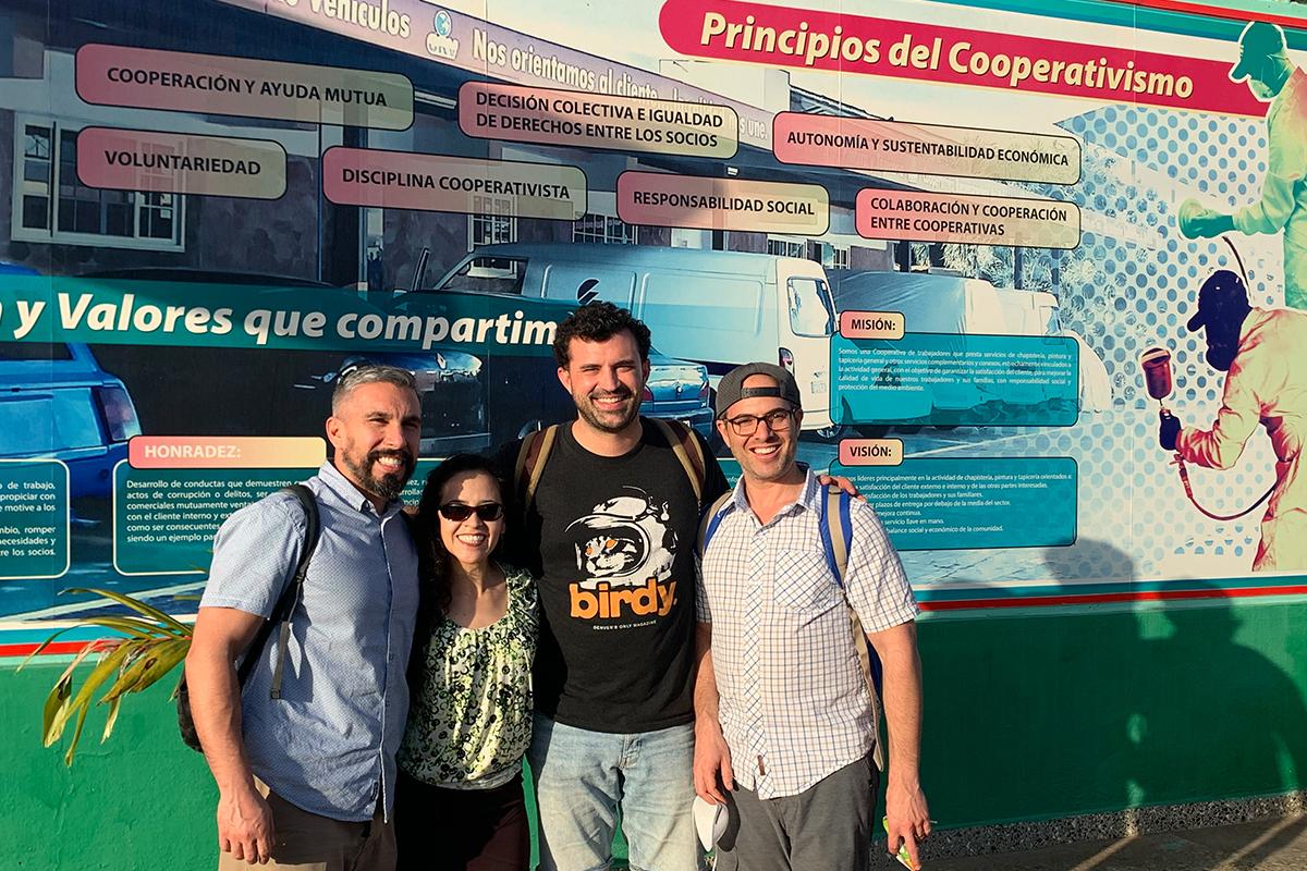Jason Wiener, far right, with project partners on a trip to study the cooperative sector in Cuba. From left: Carlos Valverde, Yessica Holguin and Kayvan Khalatbari.