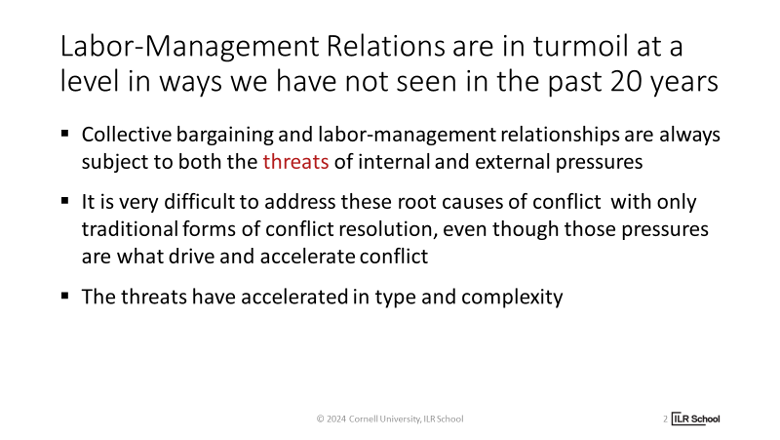 Slide about labor management turmoil