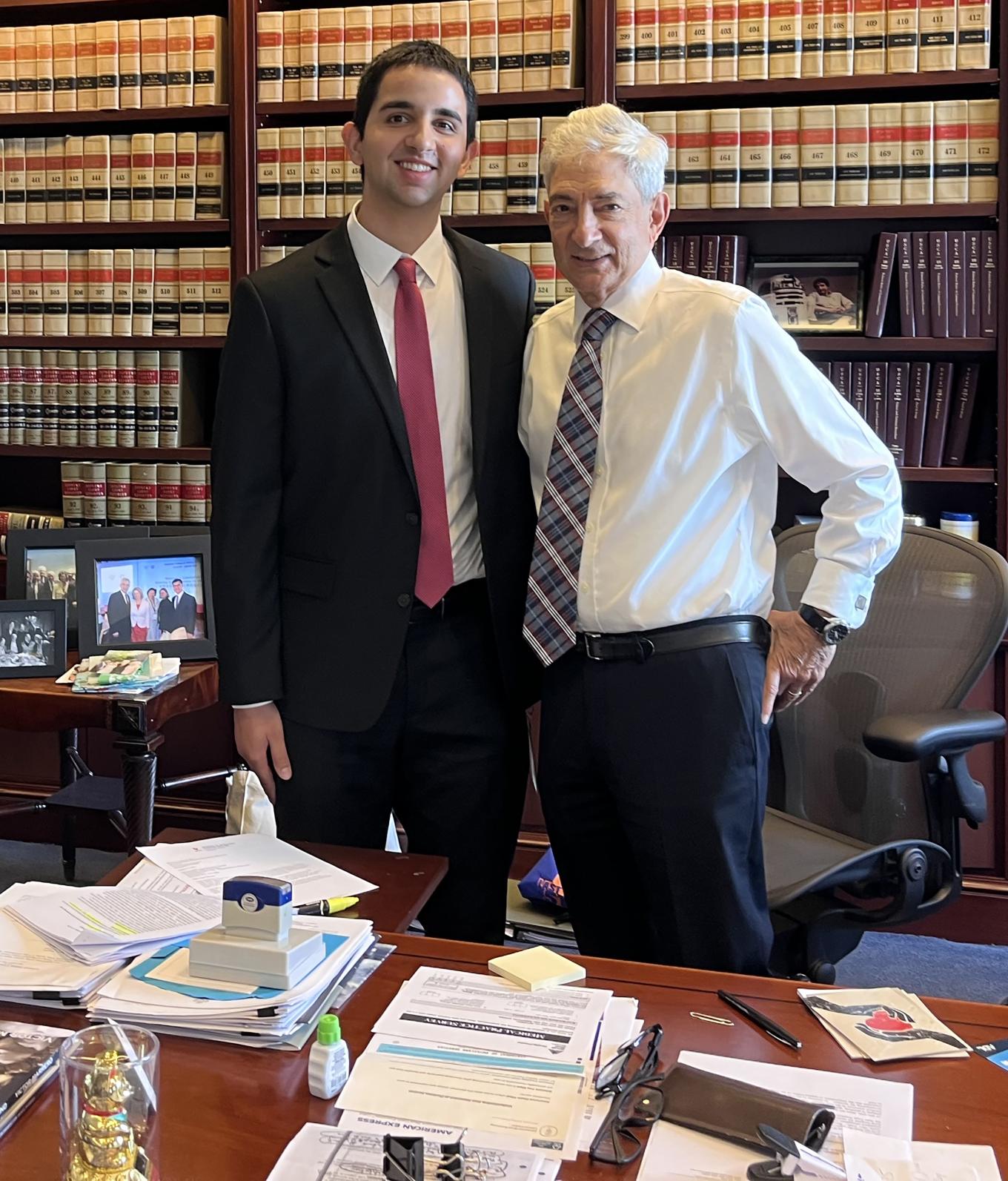Alex Herazy pictured with U.S. District Court Judge Richard Berman ’64. 