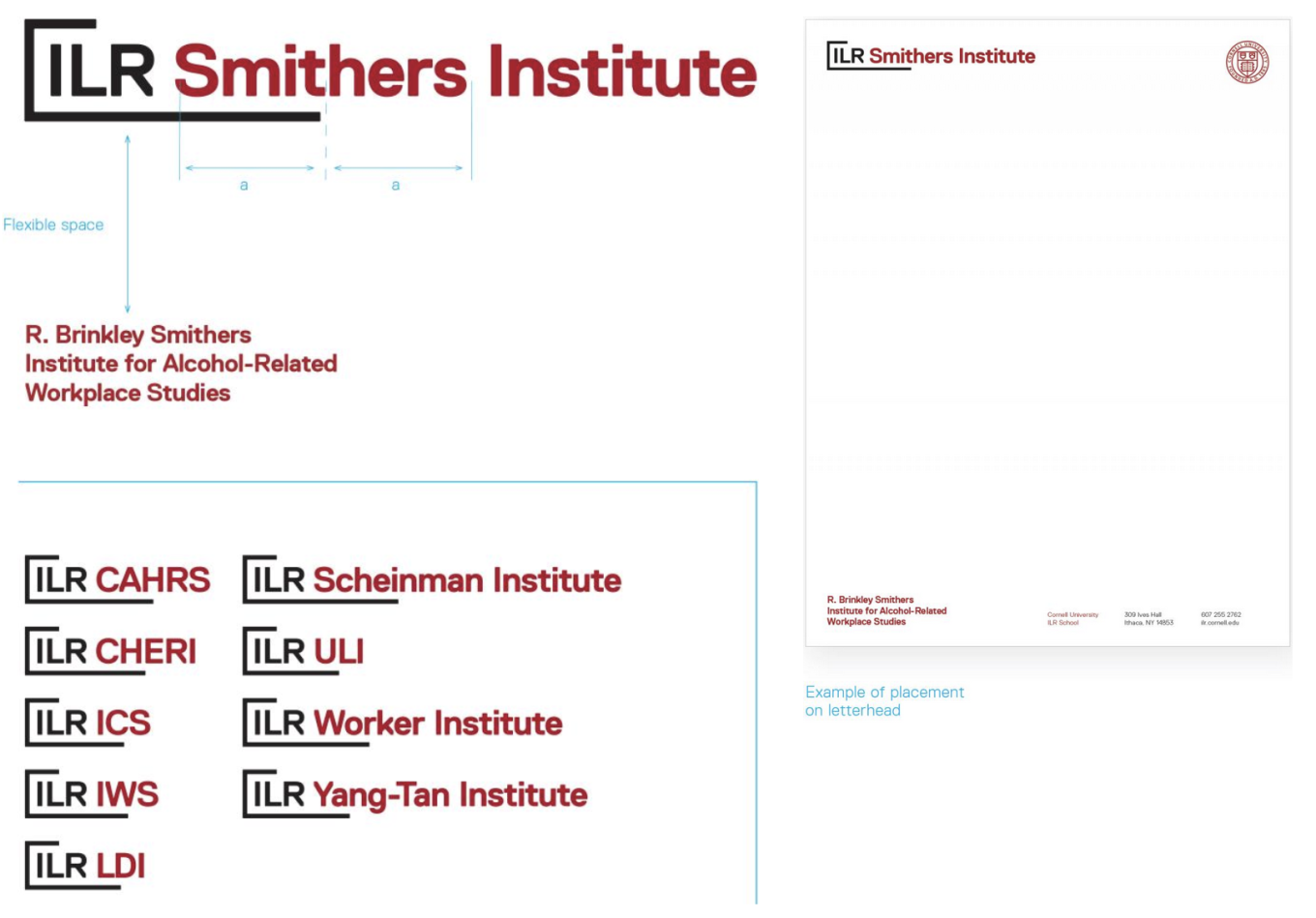 Spacing for institute branding