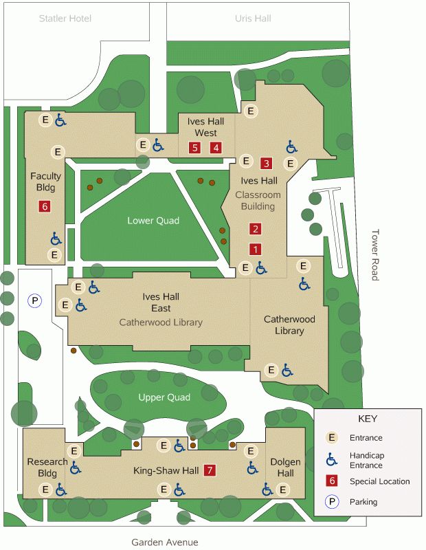 ILR School map including buildings, exits and offices