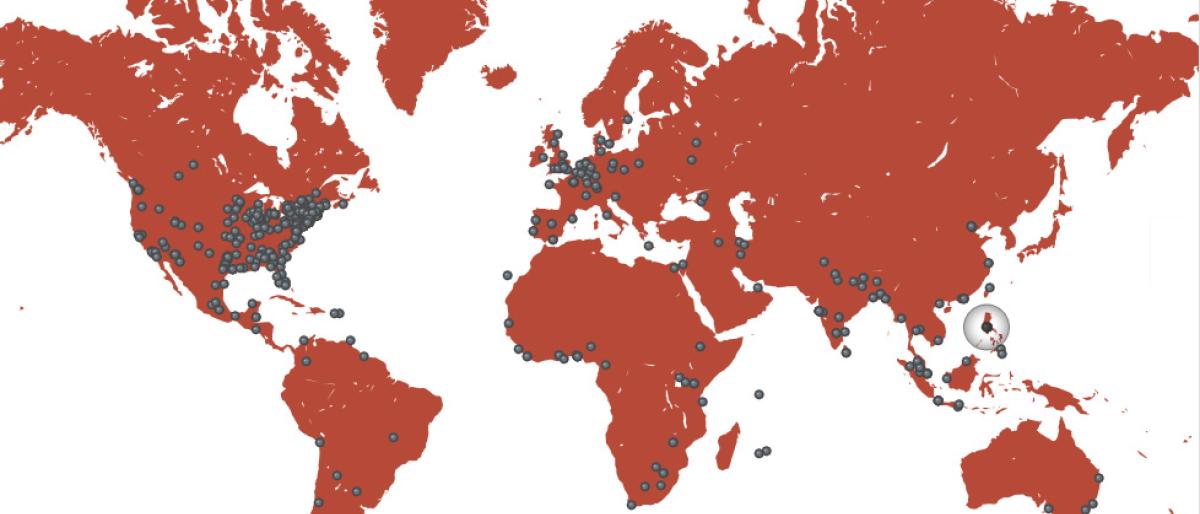 Digital Commons global usage map