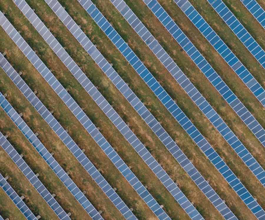 Solar farm abstraction; photo by Kelly on pexels.com
