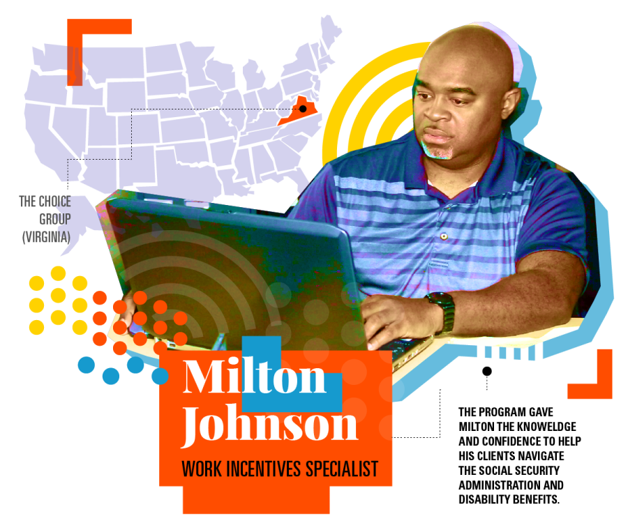 Milton Johnson sitting at a computer