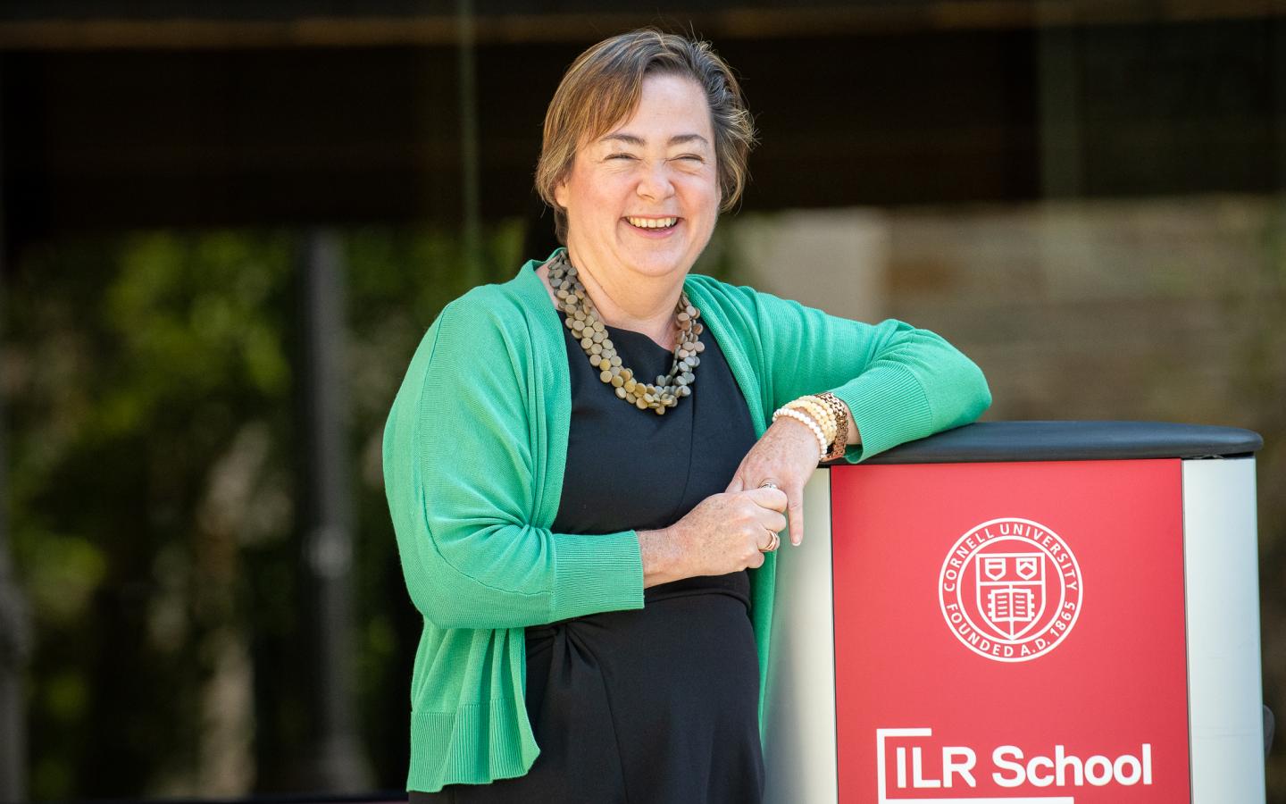 Wendy Strobel-Gower, YTI's Thomas P. Golden Executive Director, standing outside