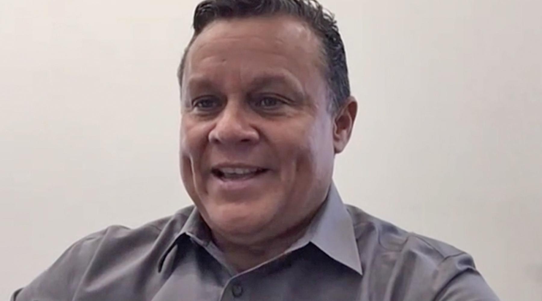 screenshot portrait of Russell Hernandez from a video interview.