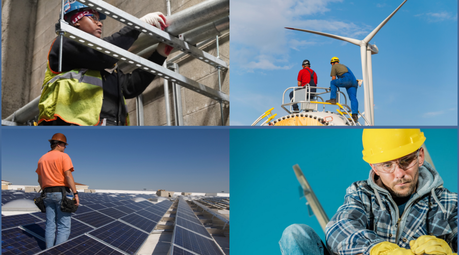 Collage of Workers in Clean Energy