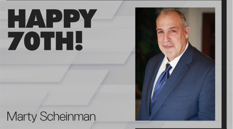 Image of Marty Scheinman with the text "Happy 70th".