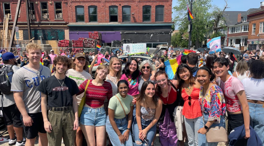 Students take group photo at Buffalo Pride Parade