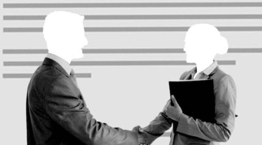 Two faceless individuals in suits shake hands.
