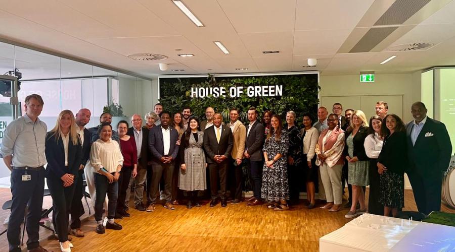 Delegation members at House of Green, an interactive showroom and visitors center operated by State of Green, in Copenhagen