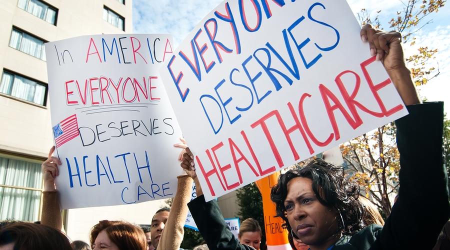 Everyone deserves healthcare protesters
