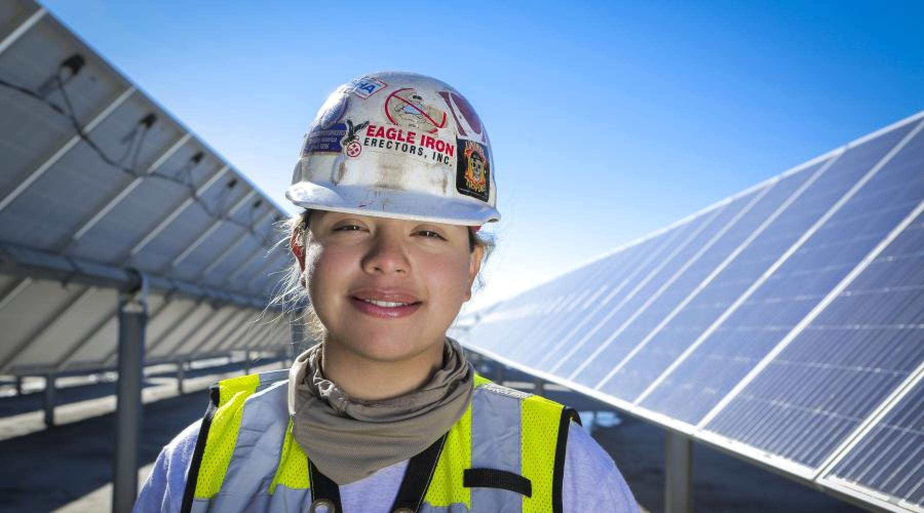 Photo of a solar worker