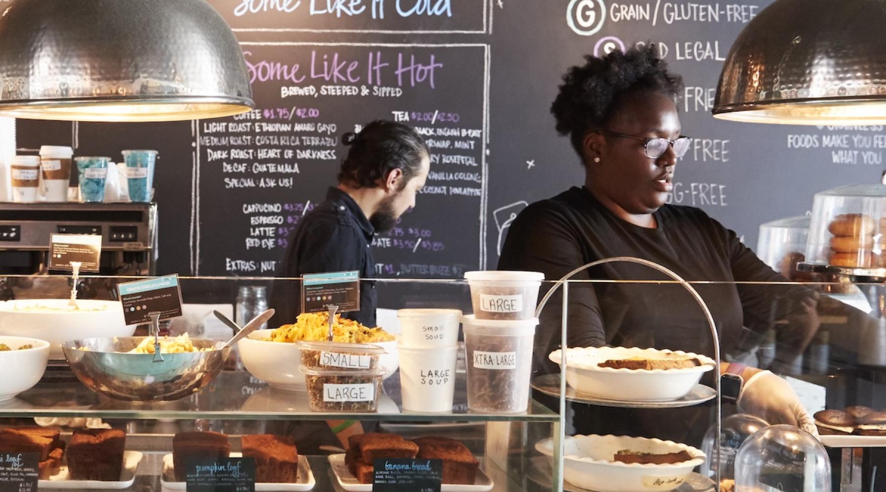 Workers in a neighborhood coffee shop