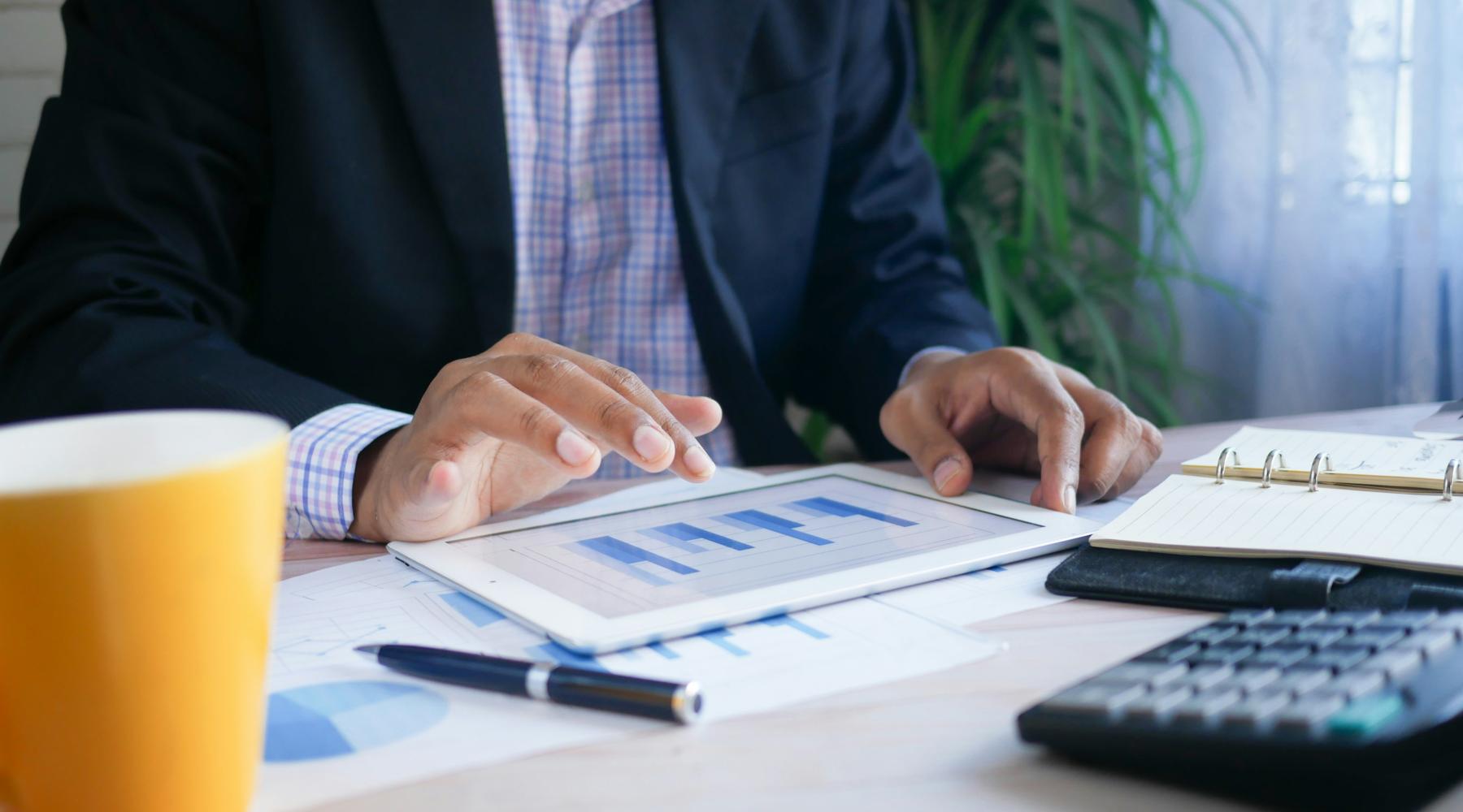 A person checking on financial files