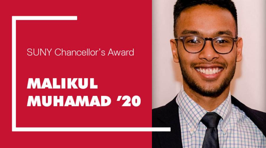 Malikul Muhamad ’20 is one of four Cornell seniors to receive the 2020 State University of New York Chancellor’s Award for Student Excellence.