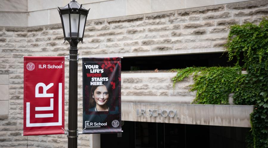 ILR banners outside Ives Hall
