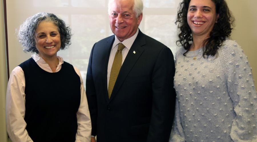 Partners in Policymaking graduates Leslie Feinberg and Ashley Gazes with New York State Assemblymember Charles Lavine, 