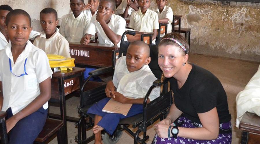 Kelly Clark took her expertise to schools in Tanzania. 
