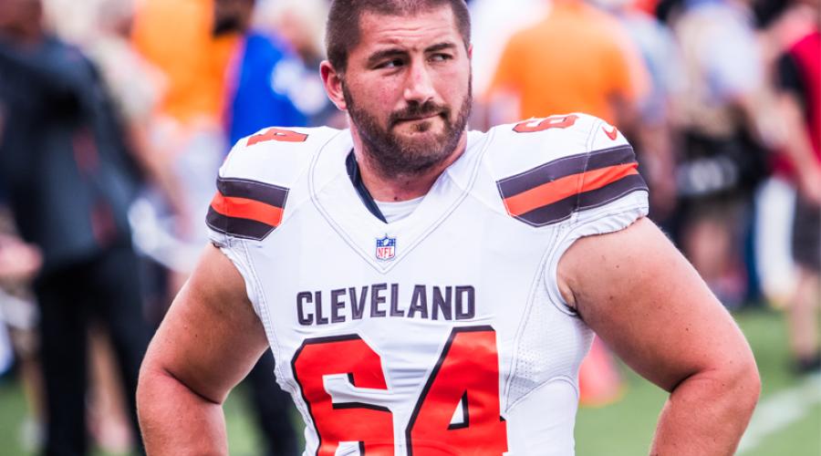 JC Tretter on the field with the Cleveland Browns. Photo courtesy of Erik Drost. 