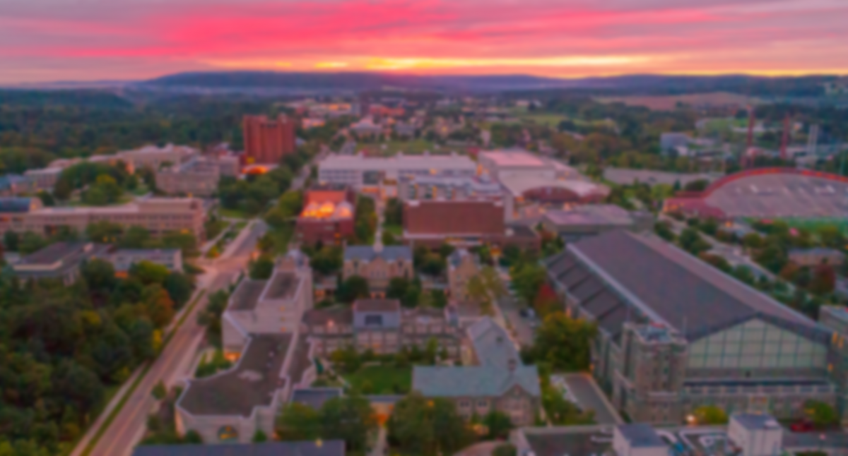 Cornell campus at sunset