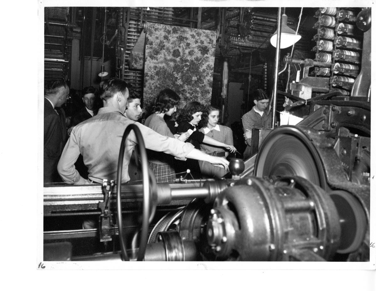 ILR students at a textile factory.