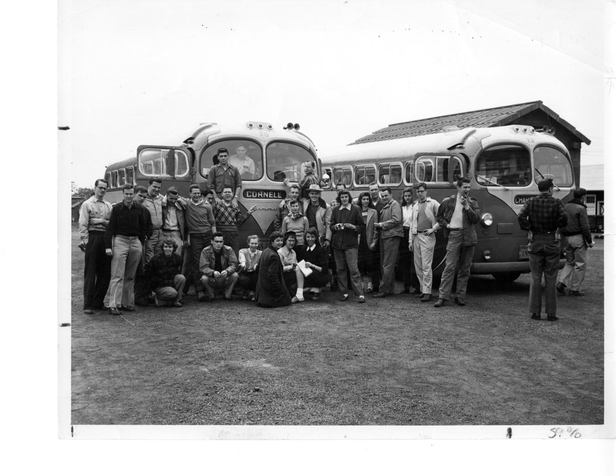 ILR students prepare of a bus-riding class. 