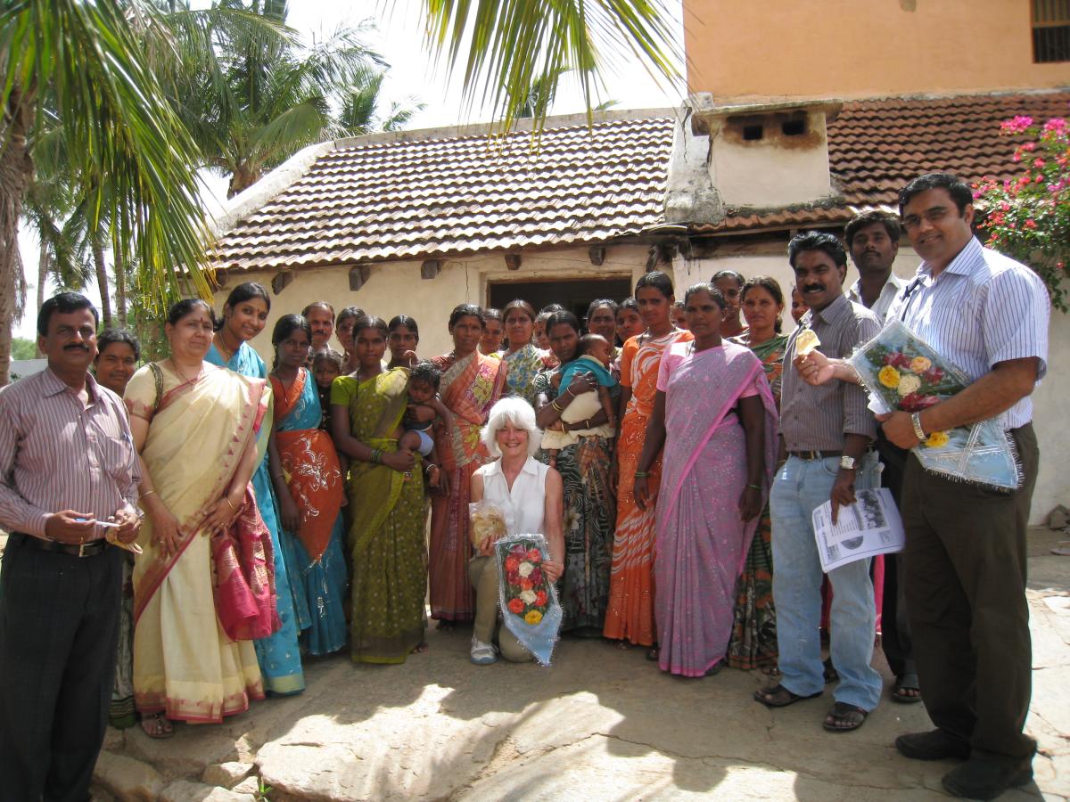 Susan Bruyere with students and practitioners in an international experience in India. 