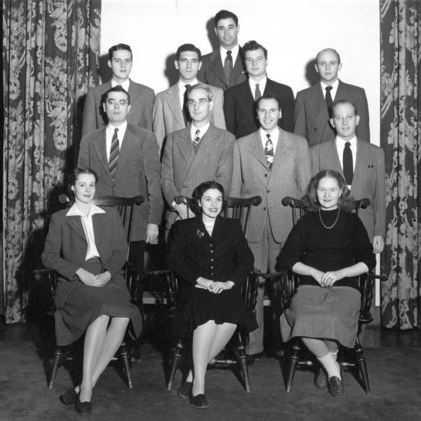 Harriet Oxman ’48 with ILR student group in 1948