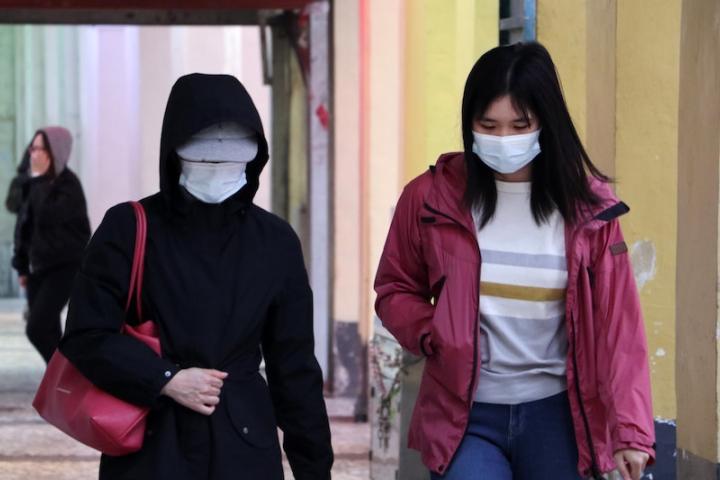 Students on Campus  Wearing Masks