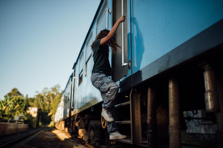 person boarding a train