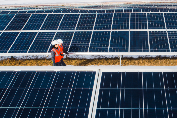 Solar panel workers