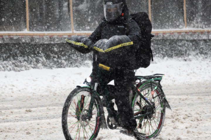 Delivery driver in the snow