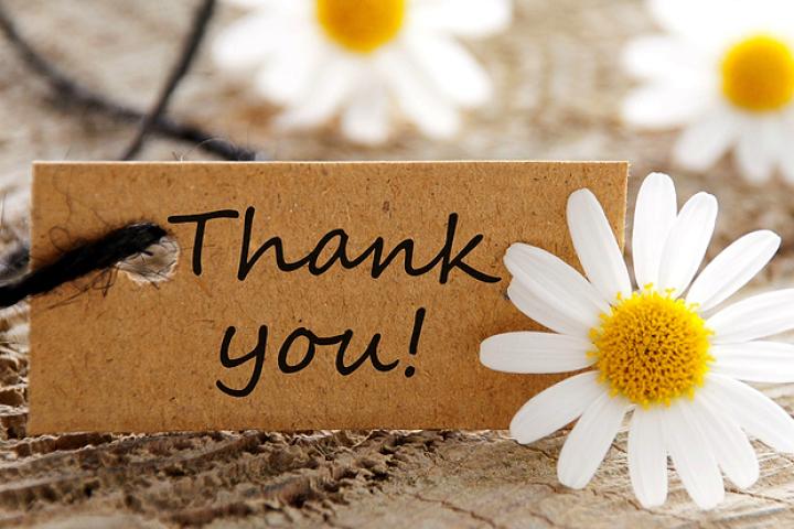 Thank you note with flowers