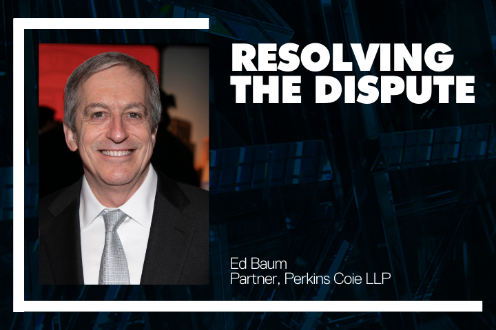 Ed Baum's headshot on the "Resolving the Dispute" graphic background.