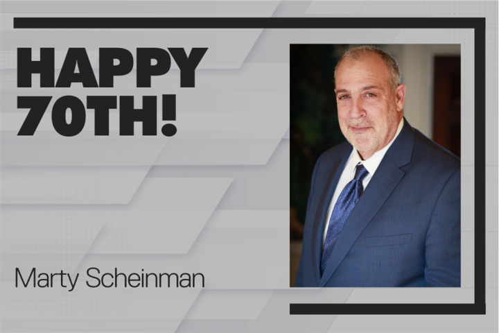 Image of Marty Scheinman with the text "Happy 70th".