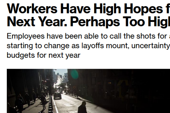 Headline: Workers Have High Hopes for Pay Next Year. Perhaps Too High