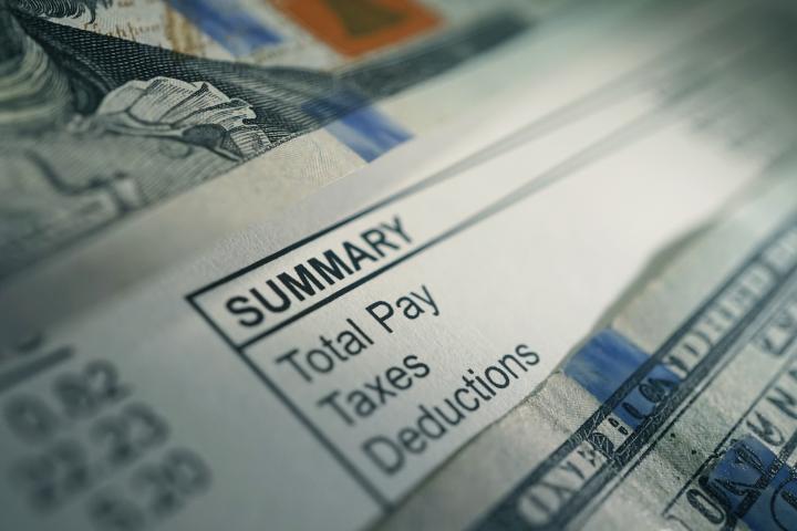 Photo of a pay stub