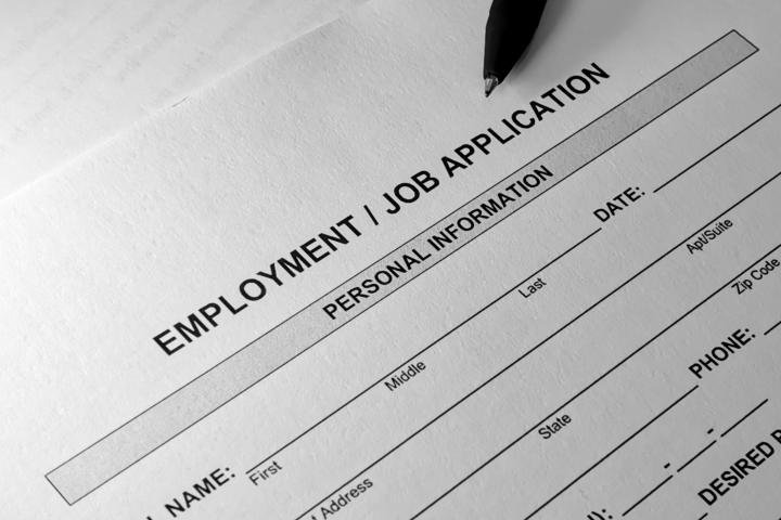 Photo of form that says "Employment/Job Application" at top