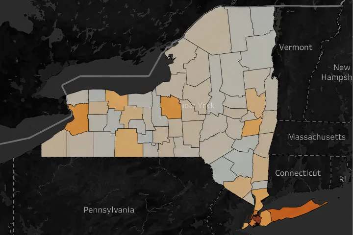 A screenshot from a new interactive map that highlights how federal funding cuts are impacting NY state.