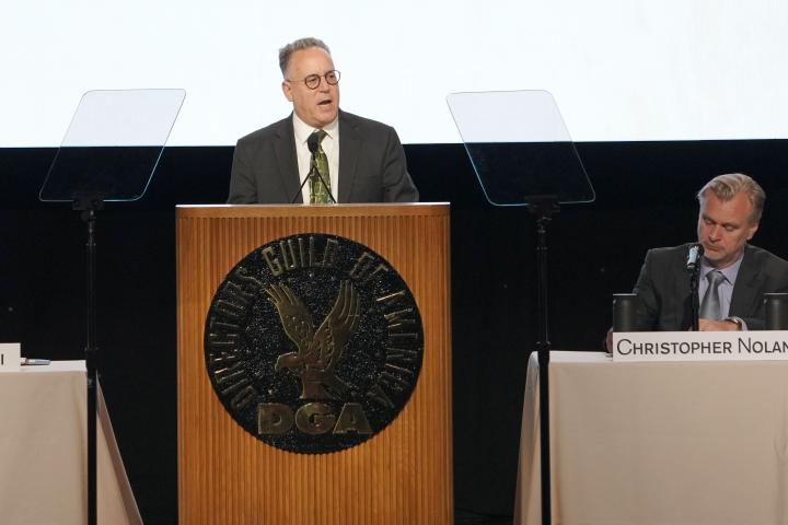 DGA National Executive Director Russell Hollander addresses the audience at the 2026 DGA Annual meeting in Los Angeles