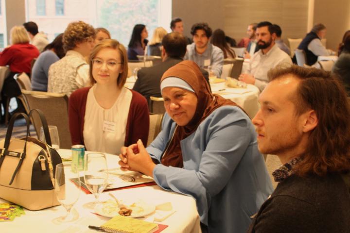 Students talking during the 2019 Labor Roundtable